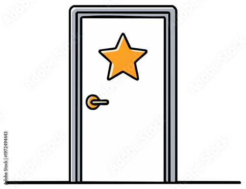 Door with a golden star, symbolizing opportunity, success, and entrance