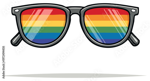 Vibrant Sunglasses with LGBTQ+ Pride Flag Reflection - Stylish LGBTQ+ Pride Accessory