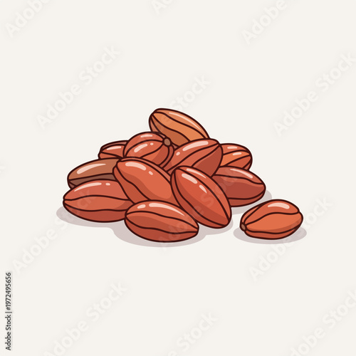 Hand drawn illustration of a pile of raw peanuts in their shells.