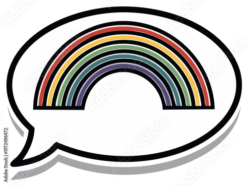 Speech bubble with colorful rainbow inside symbol of hope and diversity