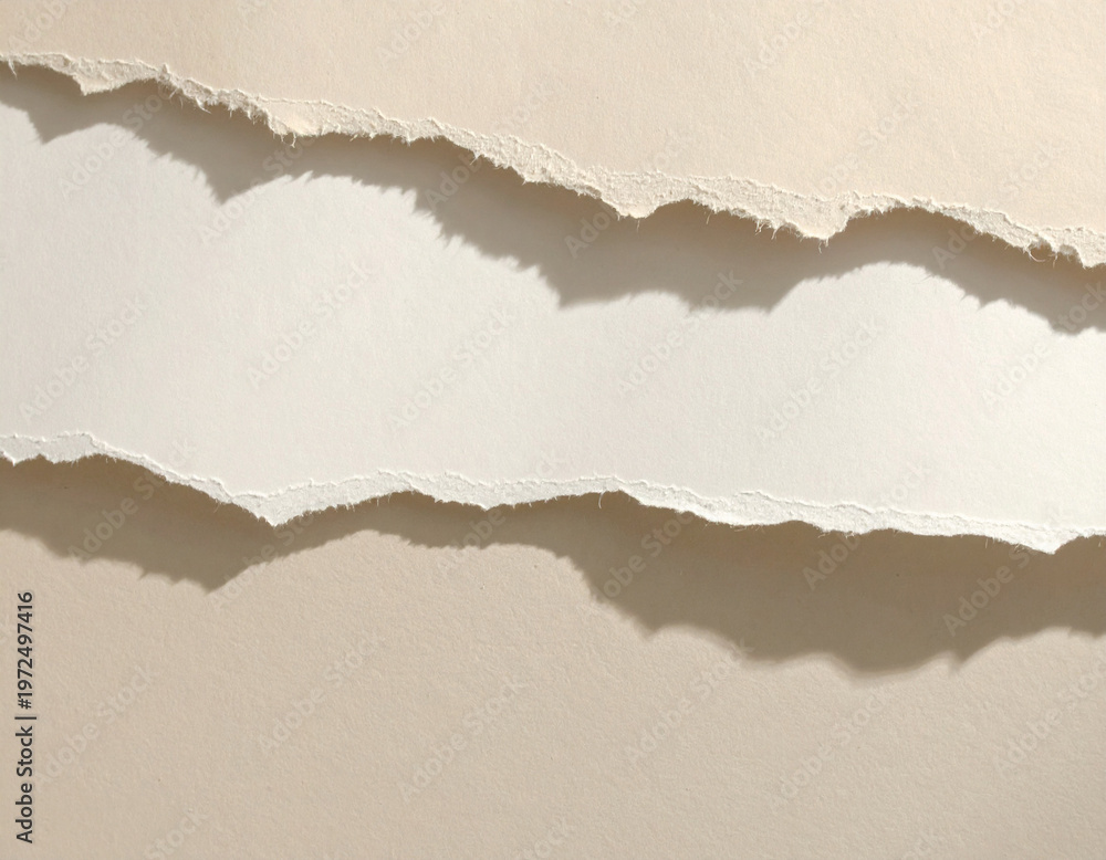 Naklejka premium Two layers of torn paper edges with realistic shadows on beige background