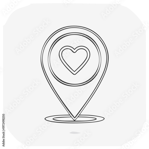 Heart Location Pointer Simple Outline Icon
