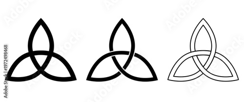 Trinity Knot Symbol Collection Celtic Triquetra Icon Set Sacred Geometry Minimal Line Design Isolated Spiritual Symbol Editable High Resolution