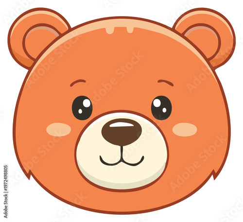 Cute illustration of a cartoon bear face with a friendly smile.