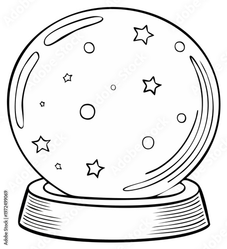 Crystal ball with stars and circles for fortune telling or predictions