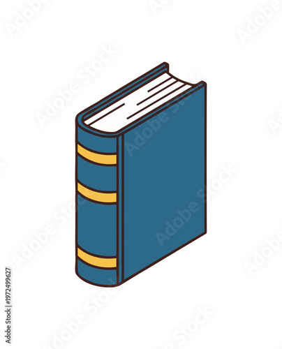 Classic Hardcover Book Icon in Isometric View, Blue Literature and Education Symbol for Library School Reading and Knowledge Sharing Graphic Design Elements