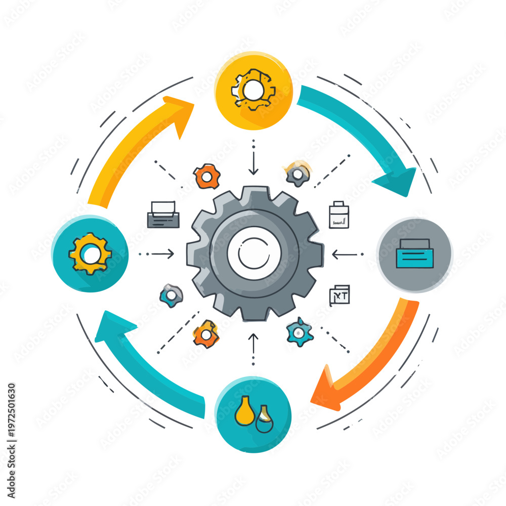 Obraz premium Circular Technology Workflow Diagram