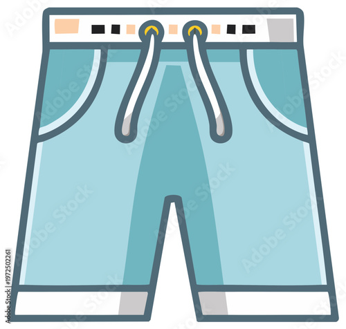 Light Blue Athletic Shorts with Drawstrings and Pockets