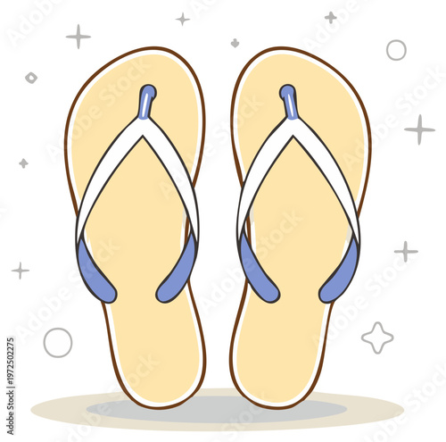 Cartoon Style Yellow Flip Flops Pair Vector Illustration for Summer Beach Vacation