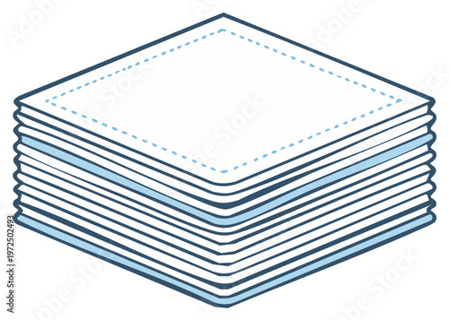 Stack of Square Napkins with Dotted Border Pattern Design Element