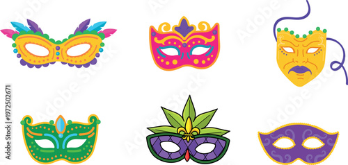 Colorful carnival masks collection a vibrant display of festive face coverings