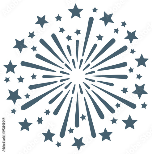 Dark Blue Stylized Starburst and Star Elements on White Background