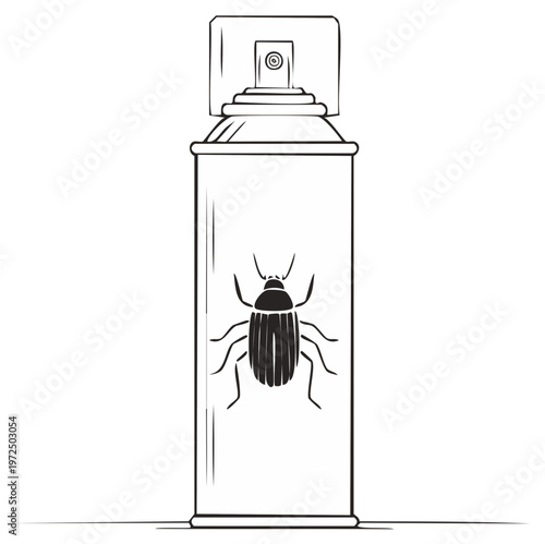 Pesticide Spray Can Silhouette With Insect Inside Pest Control Product Vector Illustration