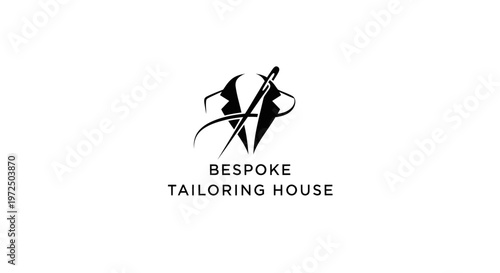 Bespoke Tailoring House Logo - Suit, Needle, Thread, Elegant Design
