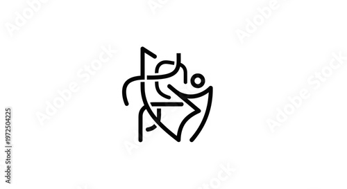 Abstract Line Art Logo of Dancing Figures and Human Silhouette