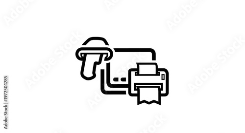Printer and Screen Icon Vector Illustration - Office Technology and Workflow Concept