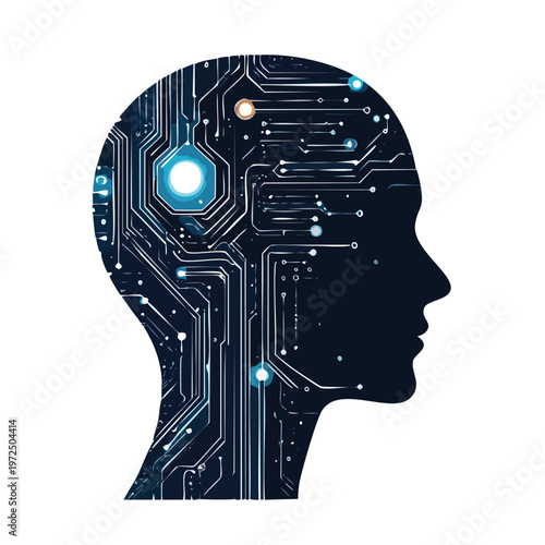 Artificial intelligence AI neural network digital brain machine deep learning processing big data analysis technology connection mining chipset on Circuit board futuristic. 