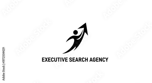 Executive Search Agency Logo: Figure Ascending Arrow, Business Growth Concept