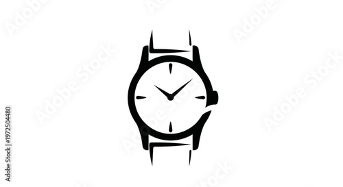 Minimalist wrist watch illustration, simple icon, graphic design, time concept