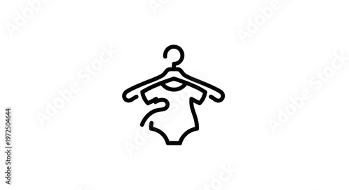 Baby Onesie on Hanger Icon - Minimalist Line Art