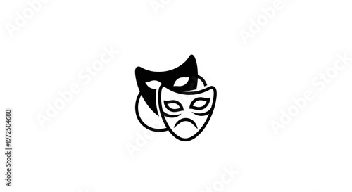 Theater Masks Icon: Comedy and Tragedy Symbols