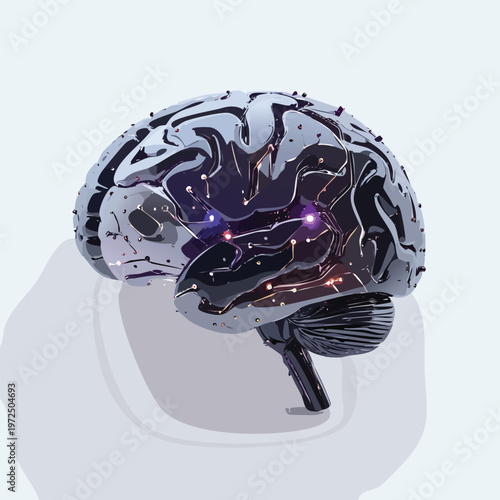 Artificial intelligence AI neural network digital brain machine deep learning processing big data analysis technology connection mining chipset on Circuit board futuristic. 