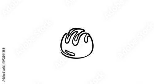 Minimalist loaf of bread line drawing, continuous one line art