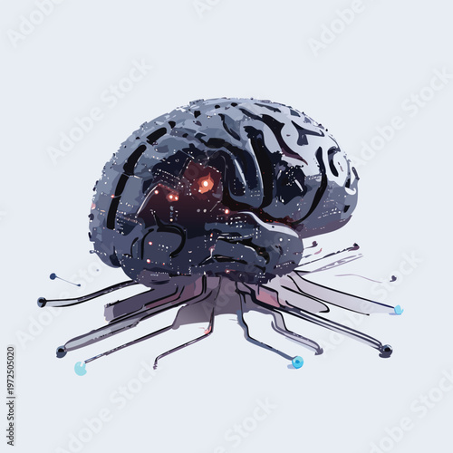 Artificial intelligence AI neural network digital brain machine deep learning processing big data analysis technology connection mining chipset on Circuit board futuristic. 