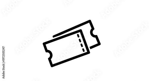 Two blank ticket stubs or coupons, simple line art icon on white background