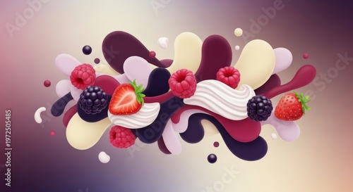 Fluid Shapes in Berry and Cream for Creative Wellness and Playful Energy