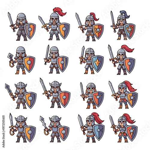 Cartoon medieval knights in armor.