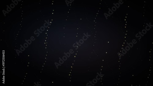 Elegant Golden Particles Floating in Deep Dark Digital Space