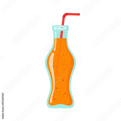 Mexican Orange Soda Glass Bottle Flat Illustration