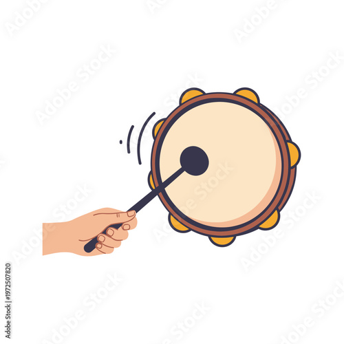Hand playing a tambourine flat design illustration