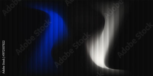 Vibrant abstract background with gradient effect, featuring vertical lines in shades of blue and white, transitioning to black, creating a dynamic visual