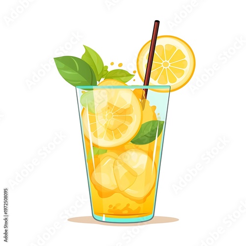 Cheerful lemonade glass cartoon illustration