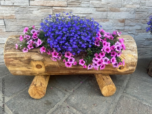 Fioriera Rustica in Tronco di Legno