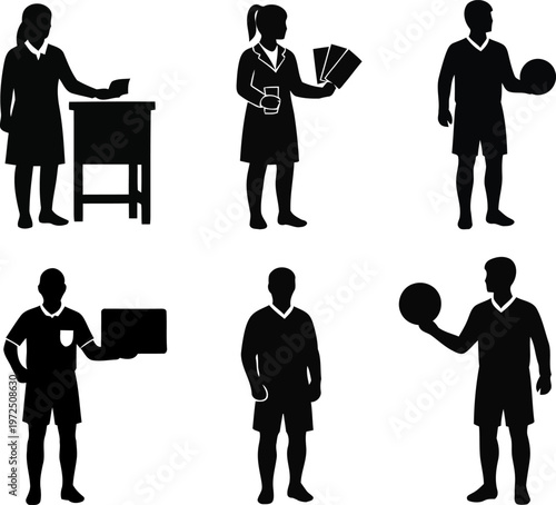 School activities and roles depicted through icons of students and staff Vector