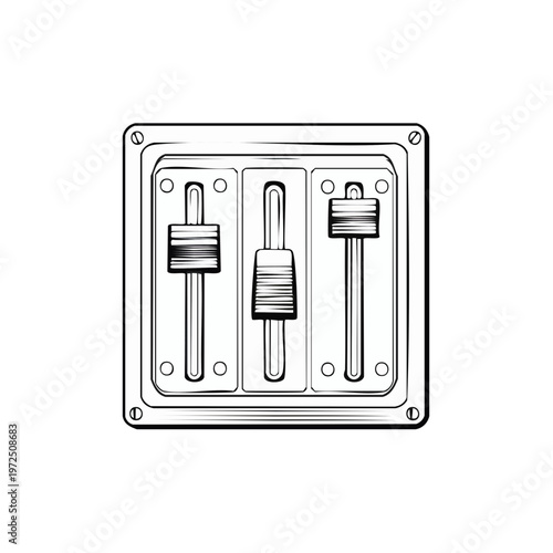 Audio Mixer Sliders Control Panel Line Art