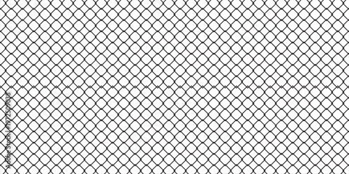 Steel wire chain link fence seamless pattern. Metal lattice with rhombus, diamond shape silhouette. Grid fence background.