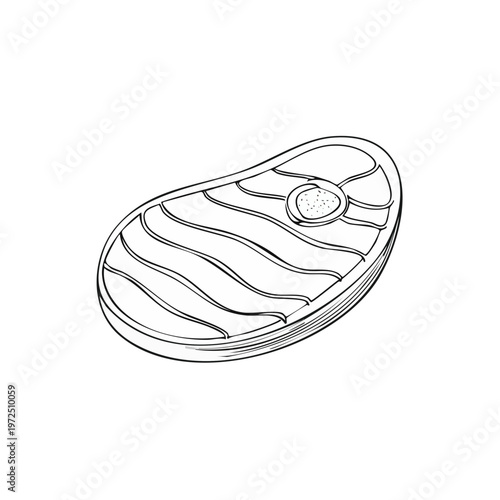 Raw steak outline with grill marks and bone detail simple illustration