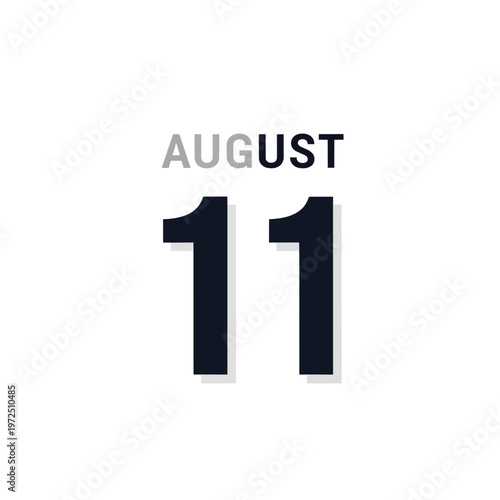 Crisp August Eleventh Date Displayed on a Clean White Background With Bold Numbering