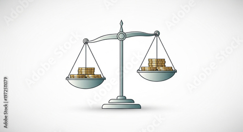 Balance of Wealth - Scales with Gold Coins Representing Financial Equilibrium.