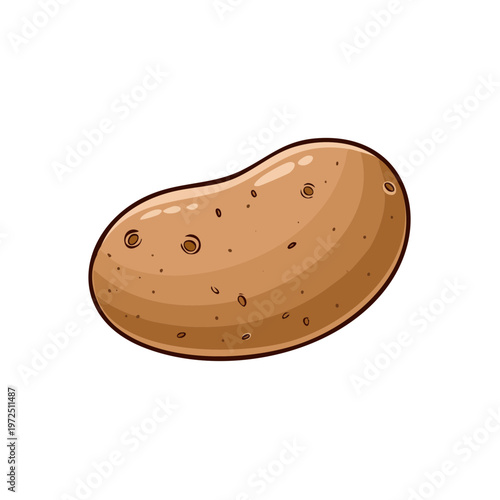 Simple brown potato vegetable illustration with small eyes and smooth skin cartoon style