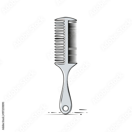 Styling tool with dual comb teeth and handle for hair grooming and professional hairdressing.