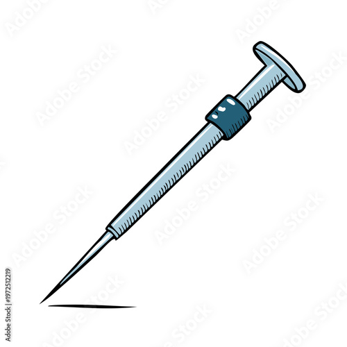 Medical syringe with sharp needle illustration against plain background concept for injection or vaccination