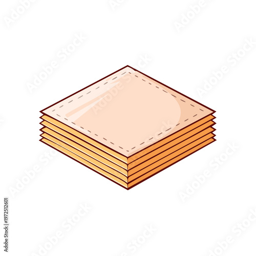 Stack of layered golden square sweets pastry dessert with outline illustration