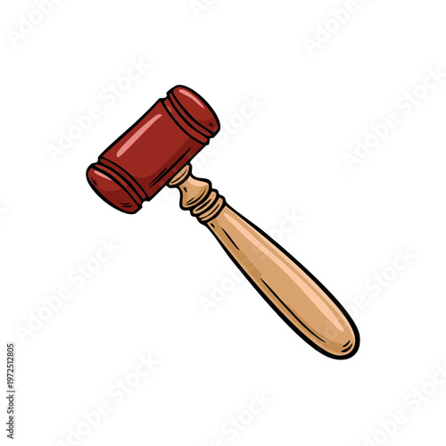 Judicial Gavel with Wooden Handle Illustrating Justice and Legal Decisions