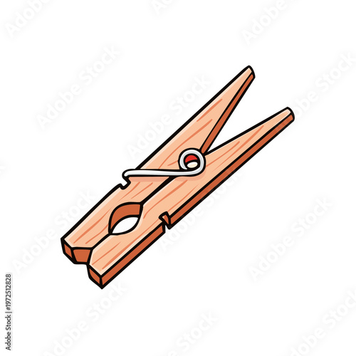 Wooden Clothespin with Metal Spring and Loop Detail