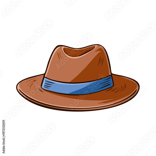 Classic brown fedora hat with a blue band a stylish accessory for a sophisticated look